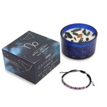 Home Decor - Ancient Wisdom Zodiac Crystal Candle with Amethyst Bracelet Capricorn