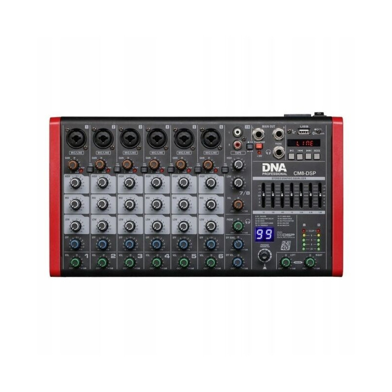 Audio Mixer - DNA CM8-DSP 8 kanalo su MP3 grotuvu ir Bluetooth