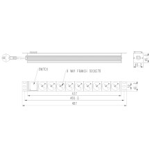Power Distribution Unit - EnerGenie EG-PDU-9F2F 10x C13, 16A, 2m cable black