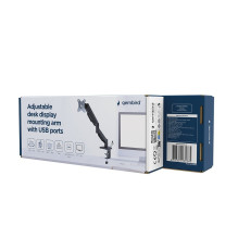 Monitoriaus Laikiklis - GEMBIRD MA-DA1U-01 Reguliuojama Rankena 17"-32" su USB Prievadais Juoda