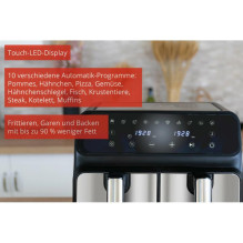 Hot Air Fryer - Unold Double Twin Zone 8L, 60-200°C, Black Silver