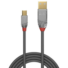 USB Cable - LINDY Cromo Line USB 2.0 Type A to Mini-B Cable, 3 m, Grey