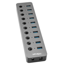 Adapteris - HiSmart USB Hub 10 Ports 5Gb / s Juodas