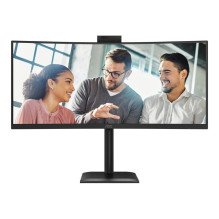 Monitorius - AOC CU34E4CW 34" WQHD 120Hz išlenkta 5MP vaizdo kamera juoda
