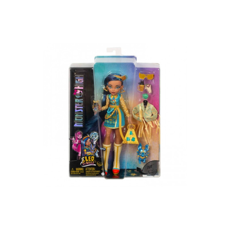 Žaislai, žaidimai ir kolekcionavimas - Mattel Monster High Cleo De Nile lėlė su augintiniu šunimi mėlynomis sruogomis