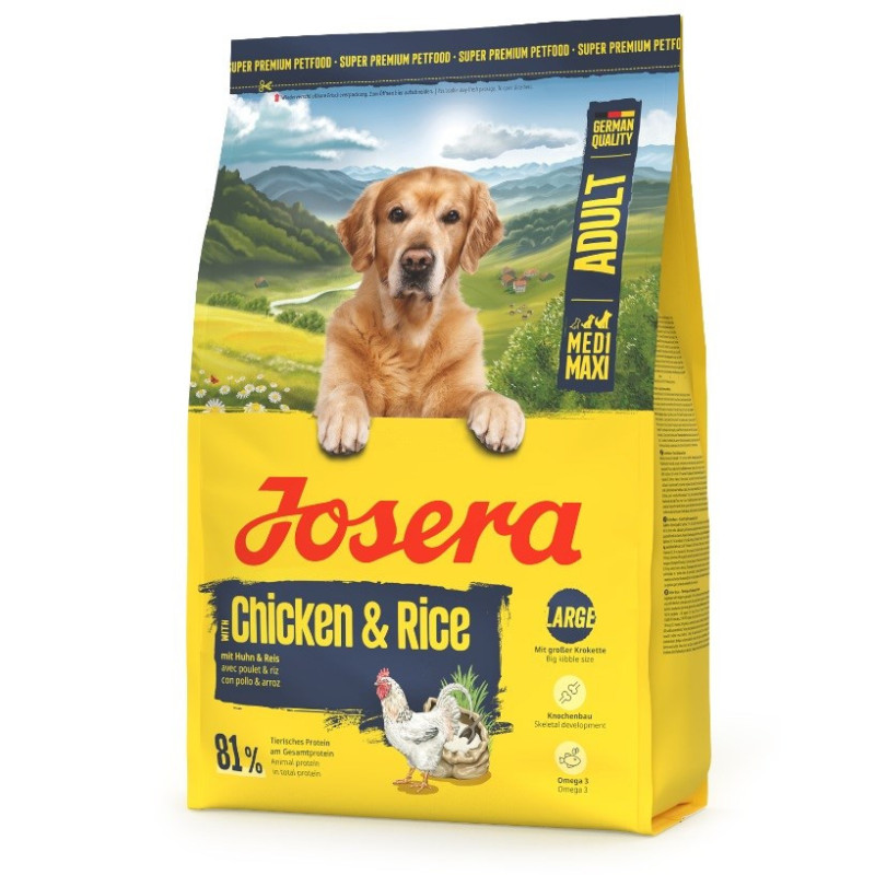 Šunų maistas - JOSERA Medi / Maxi Chicken &amp; Rice 3kg, 26% baltymų, be glitimo