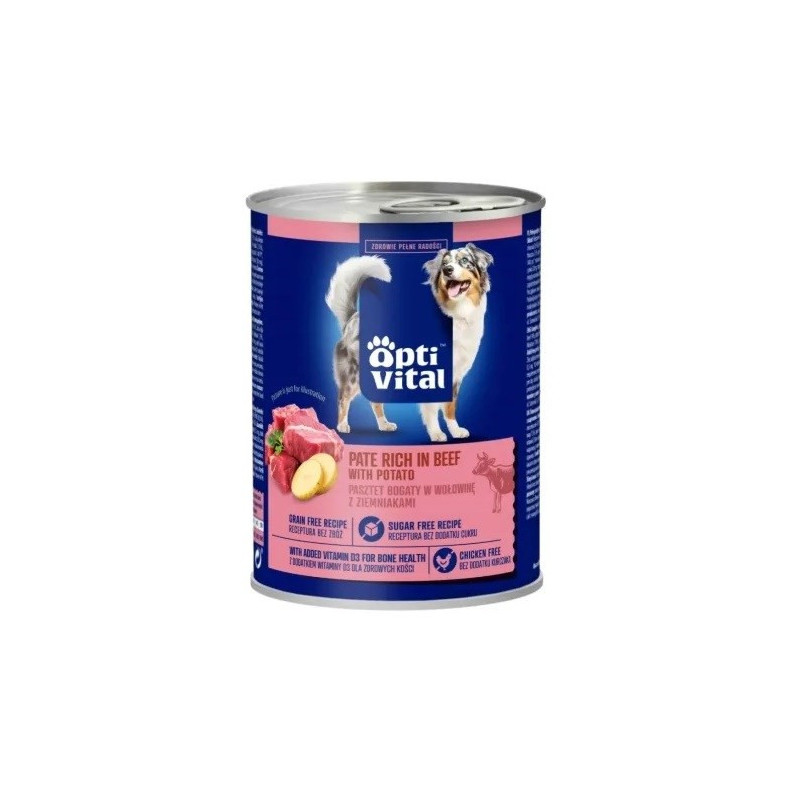 Dog food - OptiVital pork pate wet dog food 400g grain-free