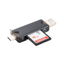 Atminties kortelių skaitytuvas - JJC CR UTC3 USB 3.0 SD / microSD skaitytuvas aliuminio pilkas