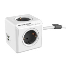 Galia - Allocacoc PowerCube Extended USB 4 Outlets 2 USB 3m Pilka