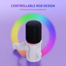 Mikrofonas - Feelworld PM1 XS Dinaminis XLR USB C Realaus laiko stebėjimas Baltas