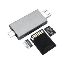 Memory Card Reader - JJC CR UTC5AC 3-Port SD/NM Reader 90MB/s Gray