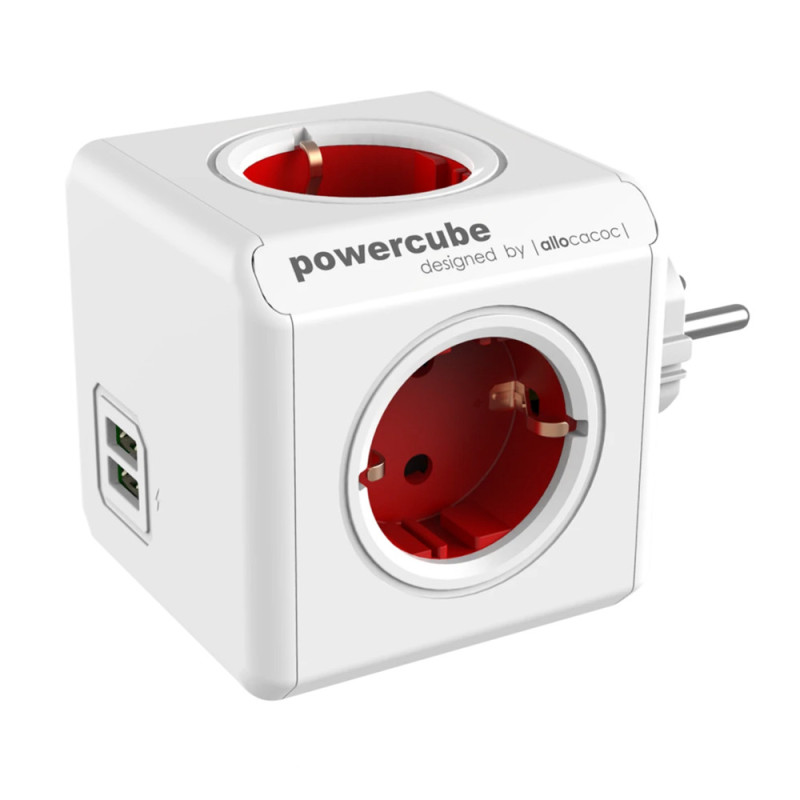 Galia - Allocacoc PowerCube Original USB 4 Outlets 2 USB Raudona