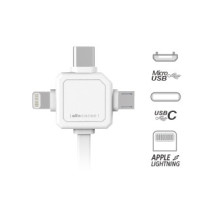 Cable - Allocacoc 3 in 1 USB cable 1.5m USB C, Lightning, Micro USB white