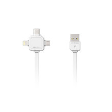 Cable - Allocacoc 3 in 1 USB cable 1.5m USB C, Lightning, Micro USB white