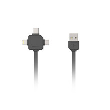 Cable - Allocacoc 3 in 1 USB cable 1.5m USB C, Lightning, Micro USB gray