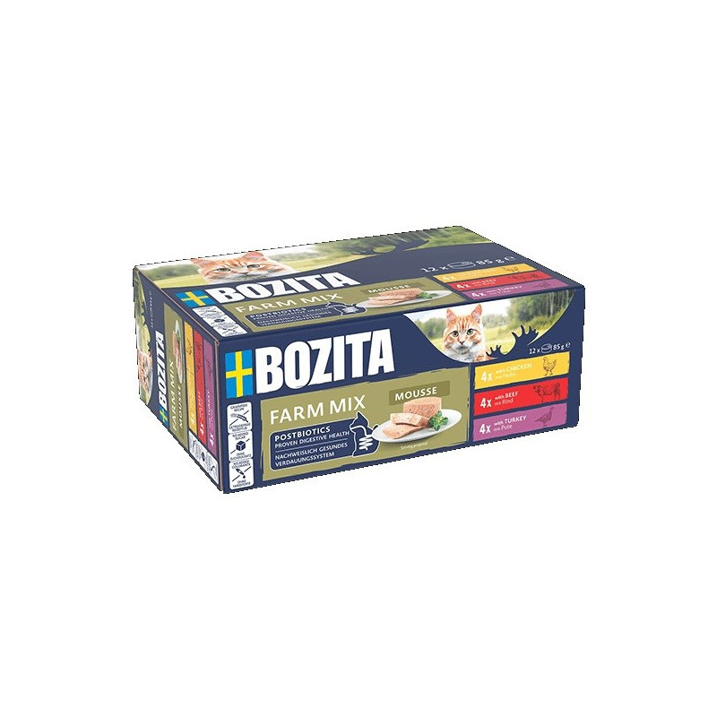 Kačių maistas - BOZITA Mousse Mix Ocean šlapias kačių maistas 12x85g be glitimo