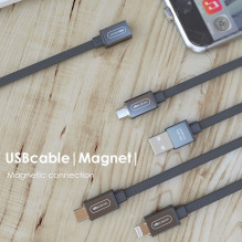 USB Laidas - Allocacoc MicroUSB Magnetinis Jungtis Plokščias Pilkas