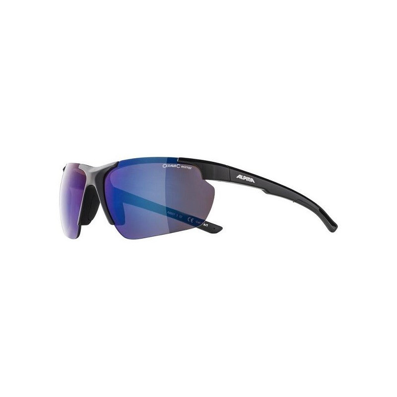 Sports Sunglasses - ALPINA DEFEY HR Interchangeable Lenses Black Blue Mirrored Cat.3