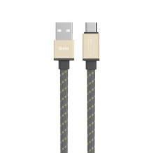 USB kabelis - Allocacoc USB C plokščias auksinis 1.5m įkrovimo duomenų perdavimo kabelis