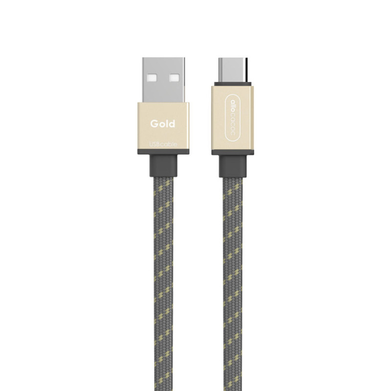 USB Cable - Allocacoc USB C Flat Gold 1.5m Charging Data Cable