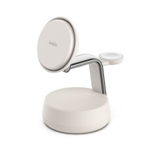 Belkin UltraCharge Pro 25w Qi2 3in1 magnetinis įkroviklis, smėlio spalvos