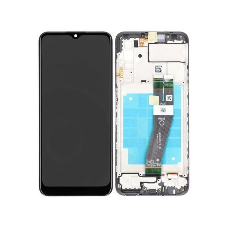LCD screen Samsung A037G A03s 2021 (big size Europe vers.) with touch screen and frame black original (service pack)