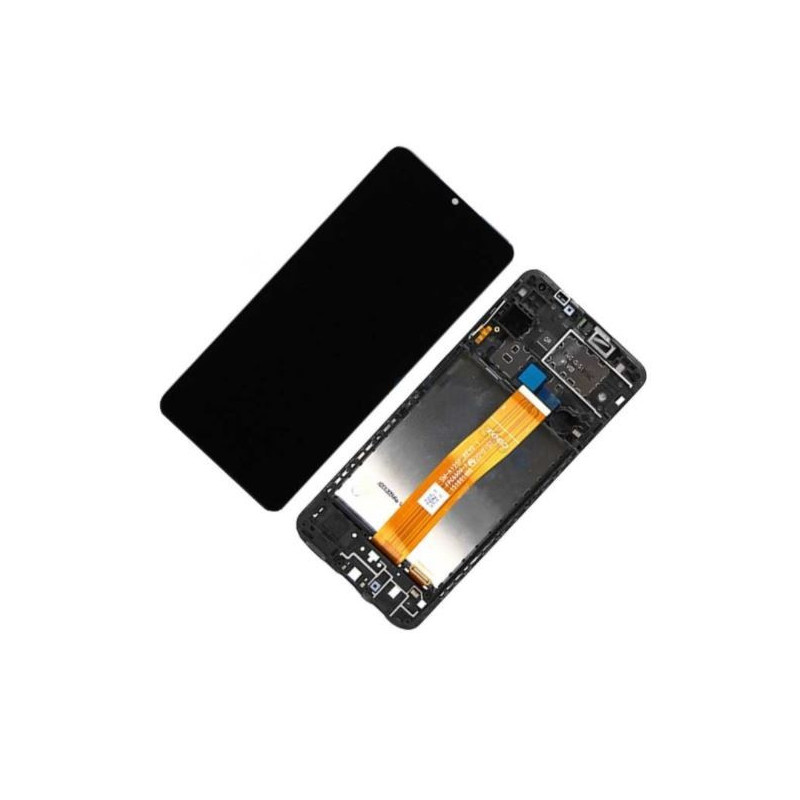 LCD screen Samsung A125 A12 2020 with touch screen and frame Black original (service pack)