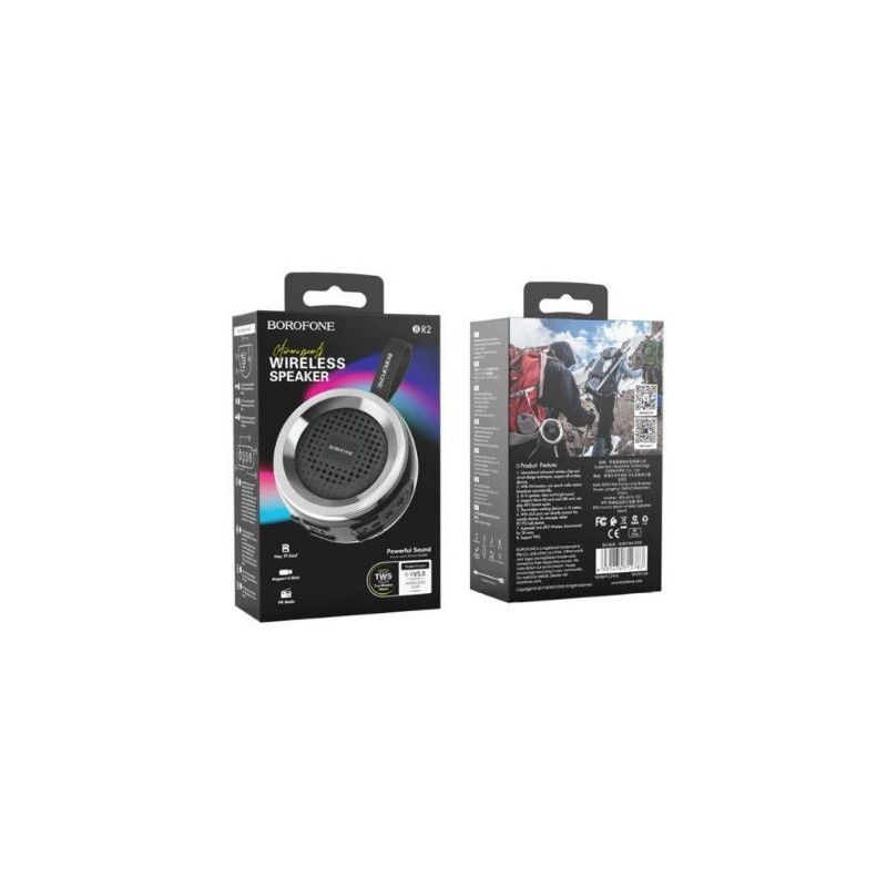 Bluetooth nešiojamas garsiakalbis BOROFONE Aurora BR2 juodas