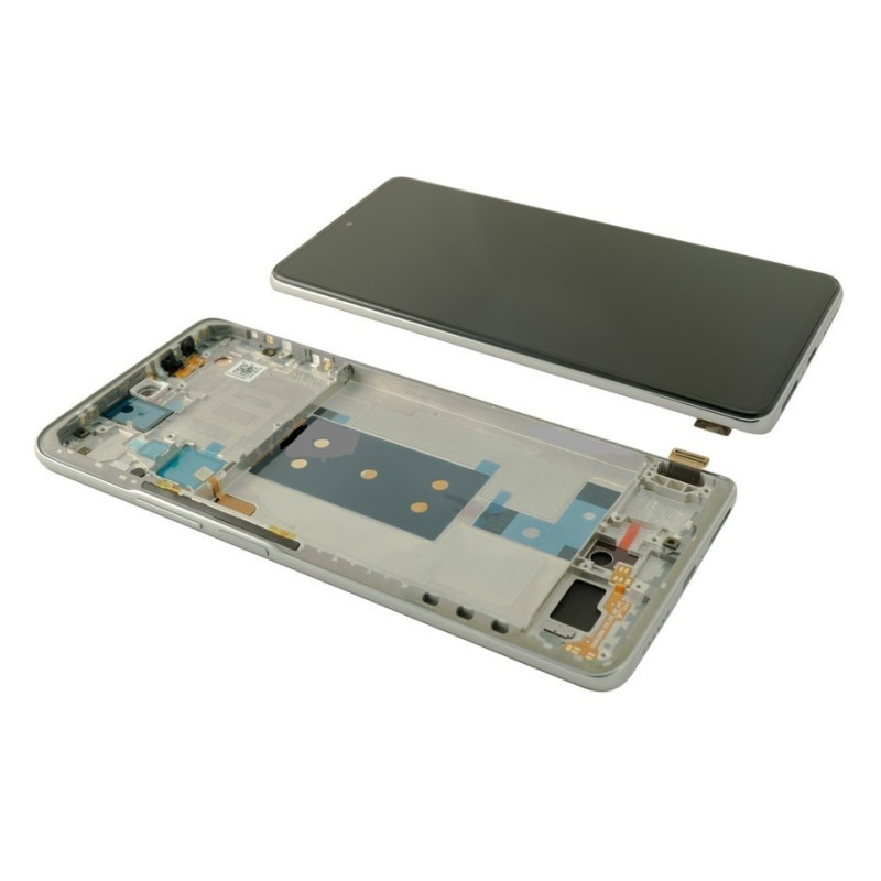 Ekranas Xiaomi 11T Pro 5G su lietimui jautriu stikliuku ir rėmeliu Moonlight White / Silver originalus (service pack)