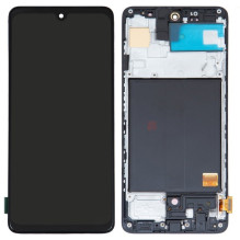 Ekranas Samsung A515 A51 2020 su lietimui jautriu stikliuku ir rėmeliu Black OLED (real size)