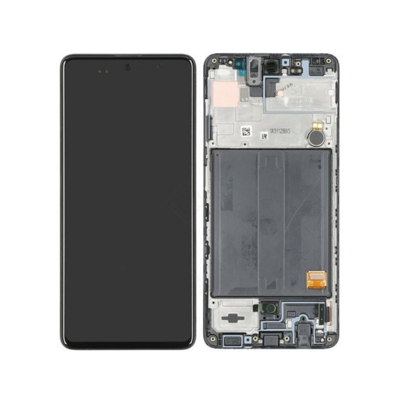 LCD screen Samsung A515 A51 2020 with touch screen and frame Black original (service pack)