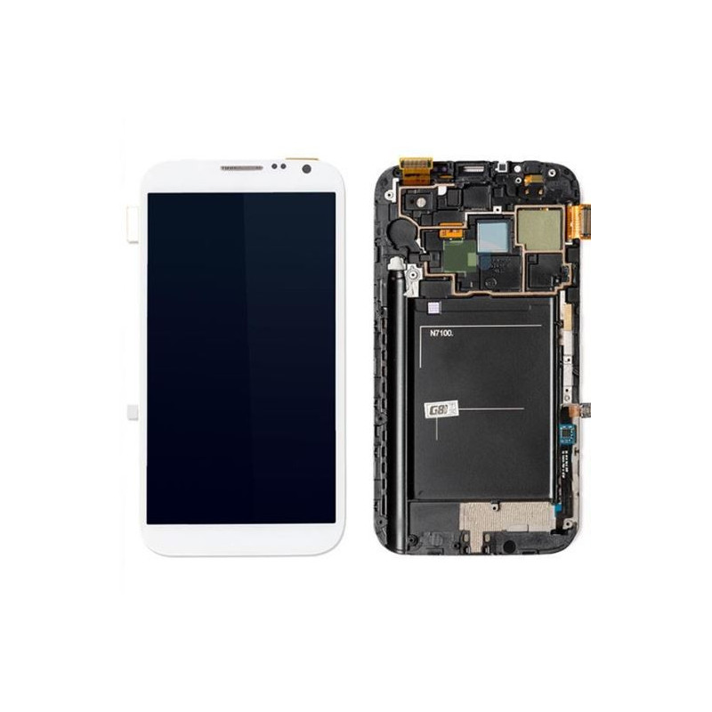 LCD screen Samsung N7100 Note 2 with touch screen and frame White original (service pack)