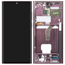Ekranas Samsung S908 S22 Ultra su lietimui jautriu stikliuku ir rėmeliu Burgundy originalus (service pack)