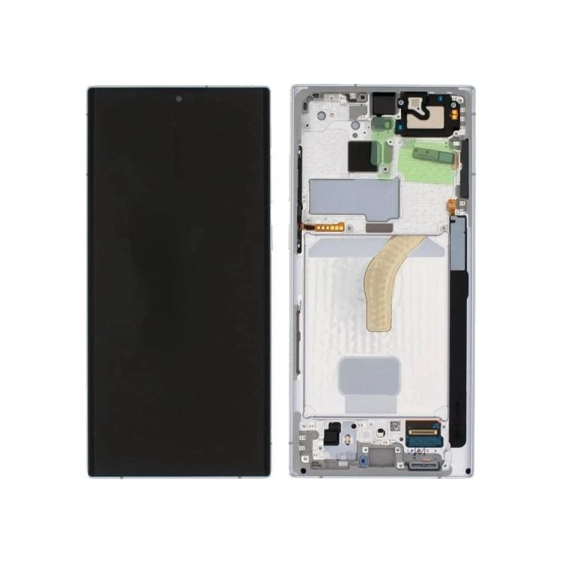 LCD screen Samsung S908 S22 Ultra with touch screen and frame Phantom White original (service pack)
