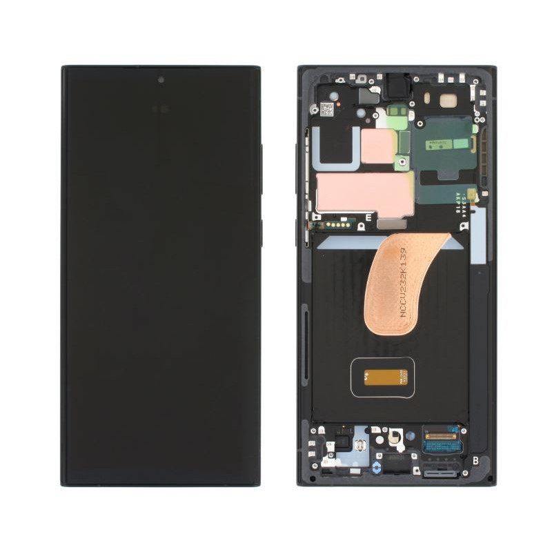 LCD screen Samsung S918 S23 Ultra 5G with touch screen and frame Graphite / Red original (assembled service pack)
