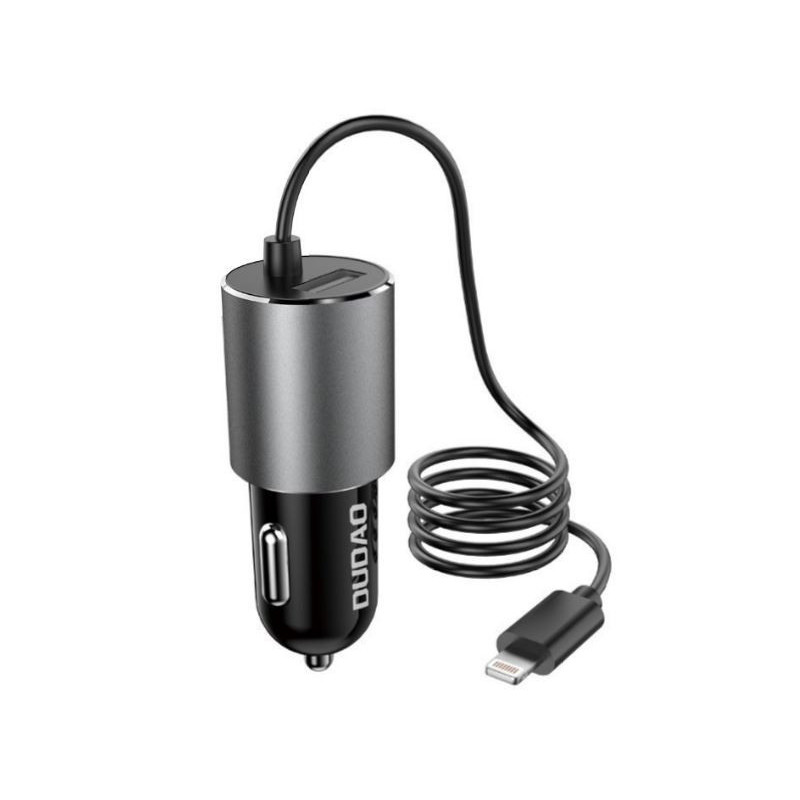 Įkroviklis automobilinis Dudao (R5Pro) + "lightning" (1xUSB 5V 3.4A) juodas