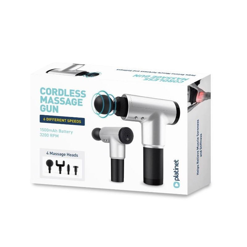 Platinet massage gun (20 W 1500 mAh 3200 rpm 4 massage tips)