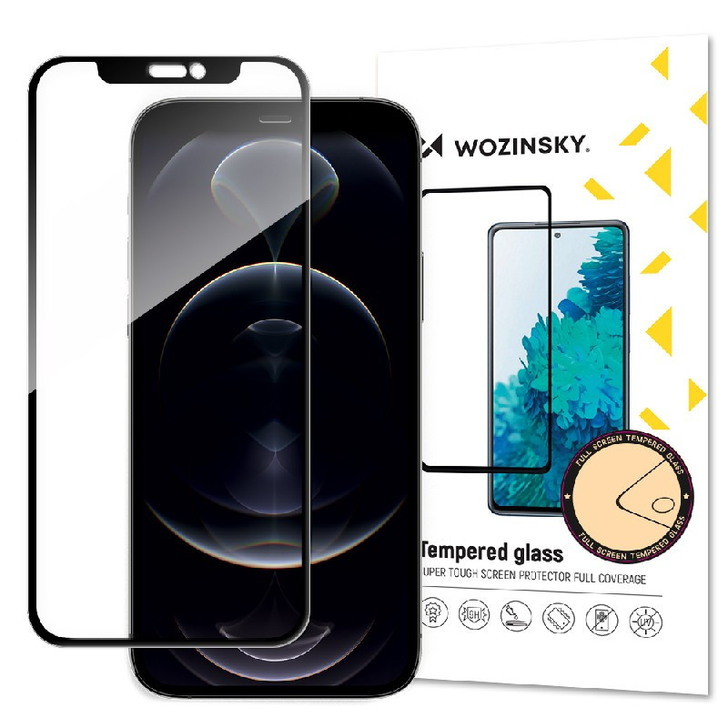 LCD apsauginis stikliukas "Wozinsky 5D Full Glue" Apple iPhone 13 Mini pritaikytas dėklui juodas