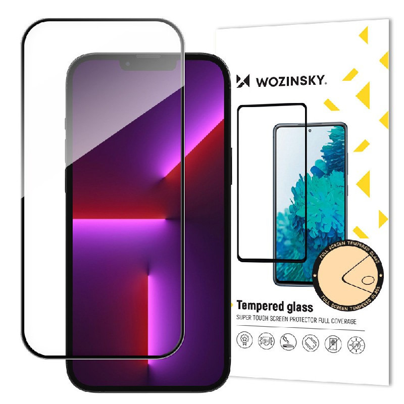 LCD apsauginis stikliukas "Wozinsky 5D Full Glue" Apple iPhone 14 Pro pritaikytas dėklui juodas