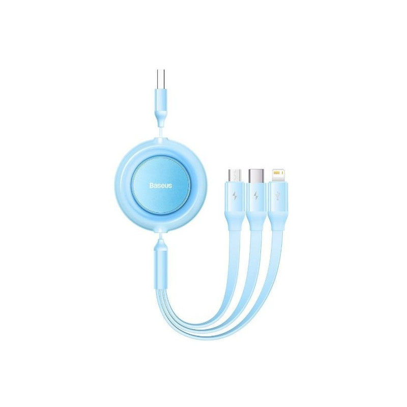 USB kabelis Baseus (CAMJ010017) 3in1 lightning+micro+Type-C (3.5A) mėlynas 1M