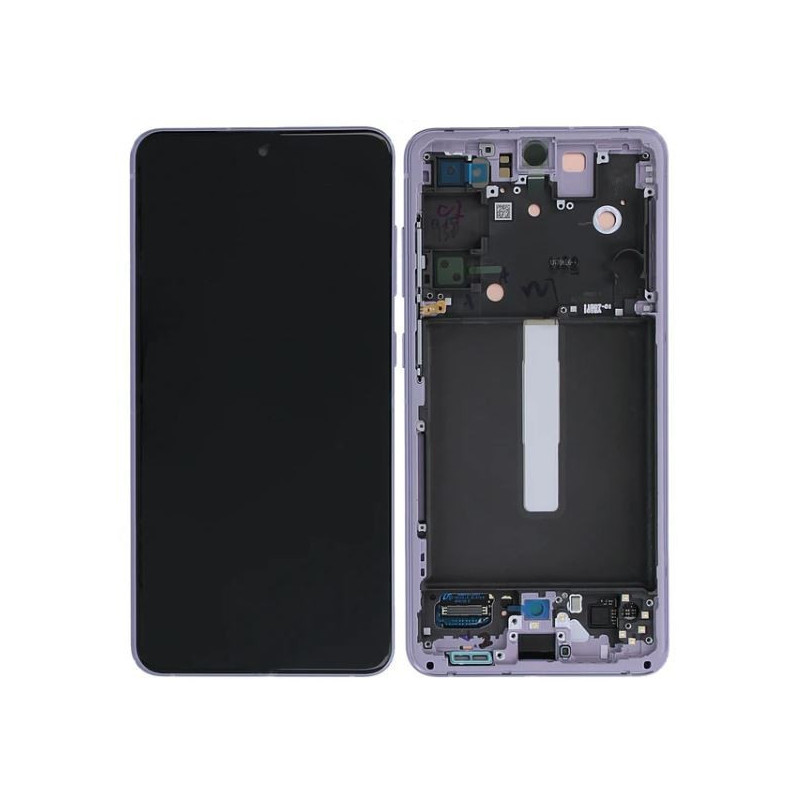 Ekranas Samsung G990 S21 FE 5G su lietimui jautriu stikliuku ir rėmeliu Lavender originalus (service pack)