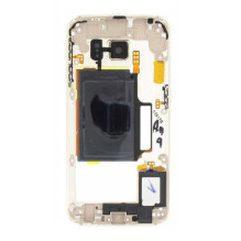 Middle housing Samsung G925F S6 Edge gold with buzzer and sides buttons original (used Grade B)