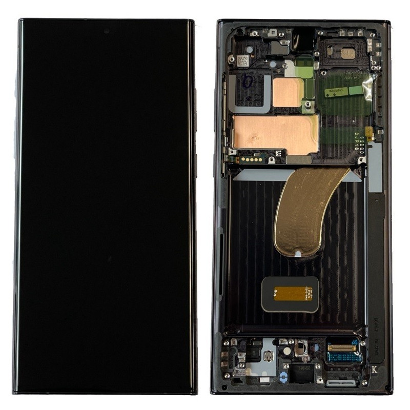 LCD screen Samsung S918 S23 Ultra 5G with touch screen and frame Phantom Black original (assembled service pack)