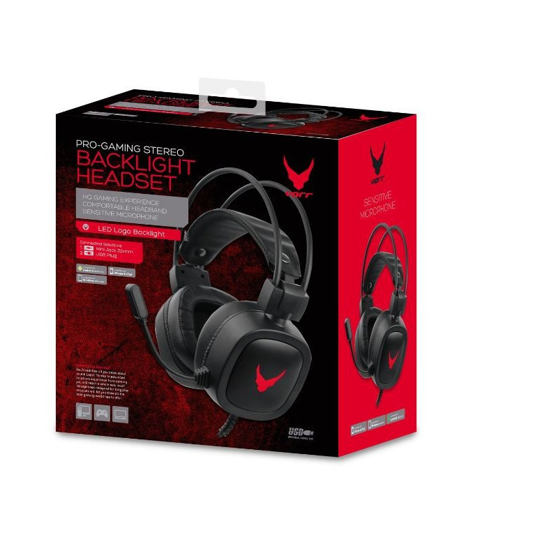 Laisvų rankų įranga VARR GAMING VH6020 su mikrofonu (RGB 3,5mm) juoda