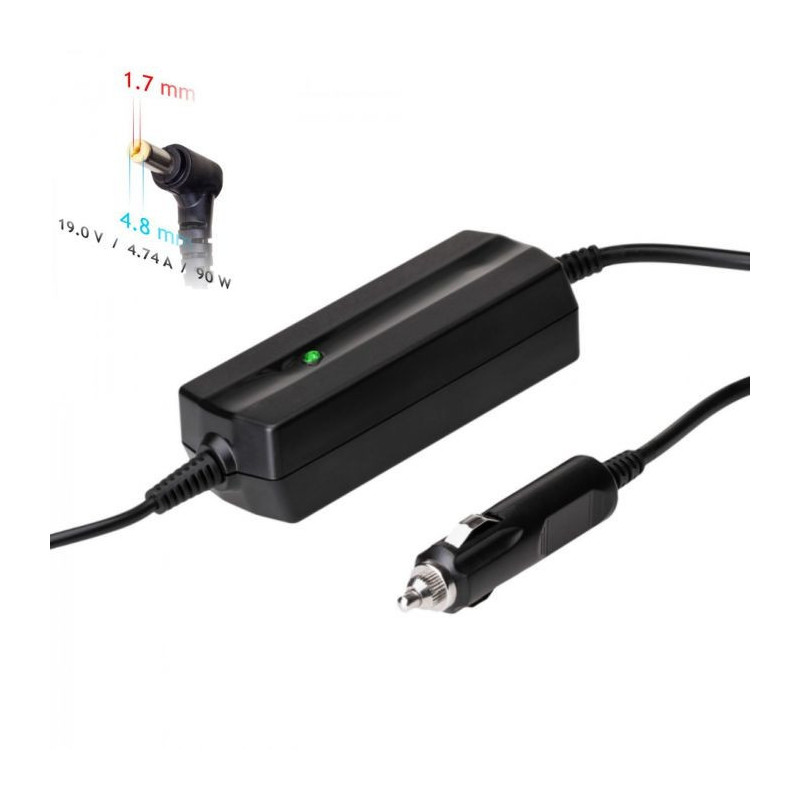 Automobilinis nešiojamojo kompiuterio pakrovėjas Akyga AK-ND-35 (19V / 4.74A 90W 4.8 x 1.7mm) HP 1.2m