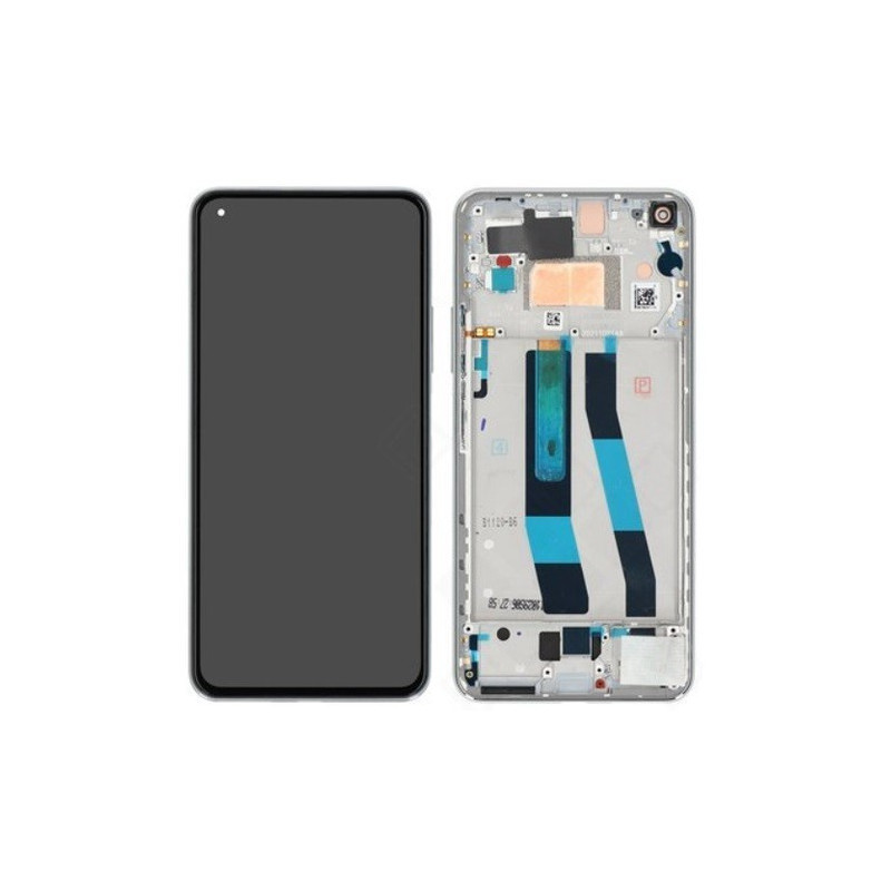 LCD screen Xiaomi 11 Lite 5G NE with touch screen with frame Silver / White original (service pack)
