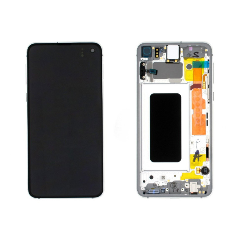 LCD screen Samsung G970F S10e with touch screen and frame Prism White original (service pack)