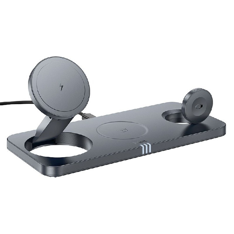 Belaidis įkroviklis HOCO 3in1 (CQ22) (MagSafe) (Phone AirPods Watch) 15W juodas