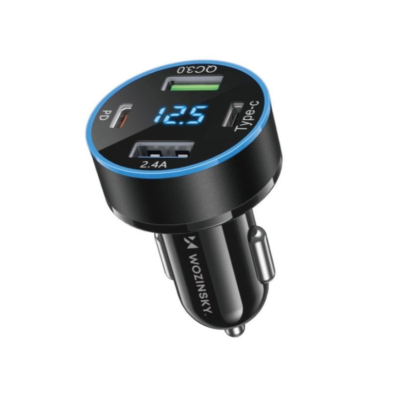 Įkroviklis automobilinis Wozinsky (WDCCB) (2xUSB 2xUSB-C 3A) 50W juodas