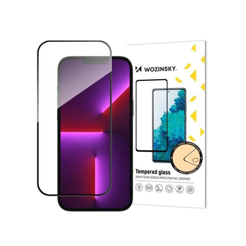 LCD apsauginis stikliukas "Wozinsky 5D Full Glue" Apple iPhone 16 Pro / iPhone 17 pritaikytas dėklui juodas
